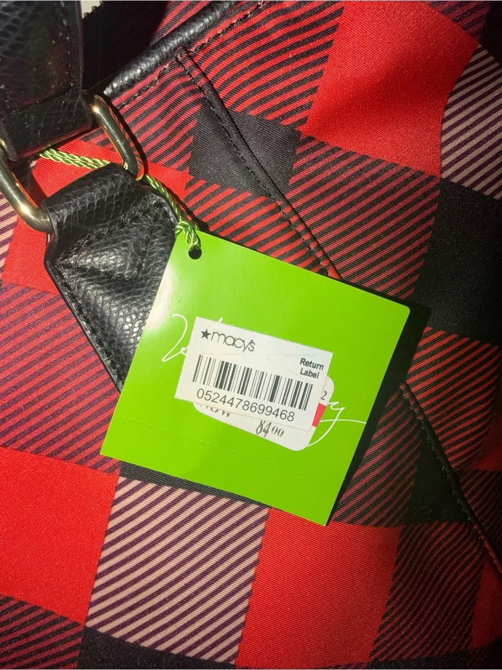 Vera Bradley Red and Black Buffalo Plaid Tote